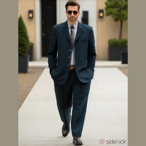 90s 2 PC VANETTI BLACK SUIT BLAZER & PLEAT FRONT PANT ECLECTIC GRANDPA 44L 38L